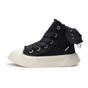 Дизайн с лацканами нескользящие, устойчивые к истиранию, дышащие высокие кроссовки canvas unisex OUBT, черный