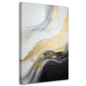Картина арт-принт KUNSTLOFT Golden Waves on Monochrome 5, 70x100x4 см, золотой