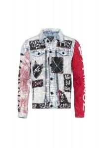 Джинсовая куртка с нарисованным вручную граффити CIPO & BAXX, цвет Iceblue