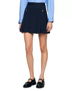 Плиссированная мини-юбка Sandro, синий