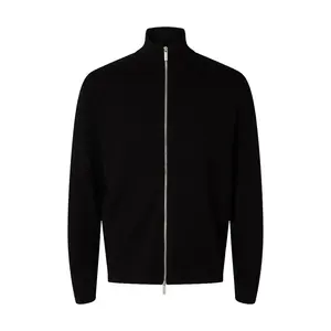 Свитер Selected Teller Relaxed Fit full zip, черный