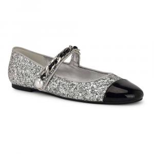 Женские балетки Nine West Platy Mary Jane на балетках, цвет Silver Glitter Black M