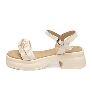 ZHR Женские сандалии на одной застежке бежевые, цвет Beige