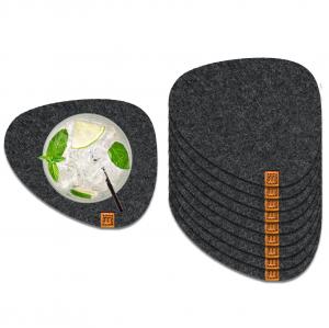 Стеклянные подставки под стаканы с кожаной этикеткой, набор из 10 штук Miqio Design, черный