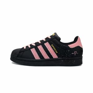 Adidas Originals Низкие, износостойкие, противоскользящие кроссовки для скейтбординга SUPERSTAR, унисекс, черно-розовые