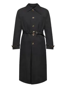 Пальто с анималистичным принтом и поясом VERSACE, черный