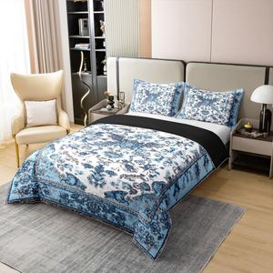 Erosebridal Хлопковый комплект постельного белья Boho в стиле бохо с мандалой и ретро цветочным принтом, этнический дамаст, Multi 06