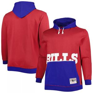 Мужской пуловер с капюшоном Mitchell & Ness Red/Royal Buffalo Bills Big & Tall Big Face