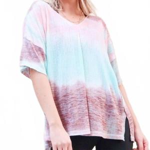 Хлопковый винтажный топ с V-вырезом и эффектом тай-дай в розовых оттенках And The Why