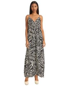 Женское длинное платье с принтом и V-образным вырезом The Good Journey, Cream/blk