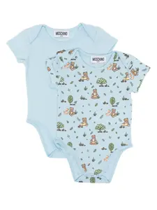 Комплект из двух боди с принтом Moschino Kids, синий