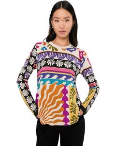 Женская блузка Johnny Was The Janie Favorite Long Sleeve Crew Neck Swing Tee, White