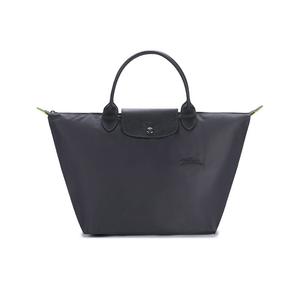 LONGCHAMP Переработанная холщовая сумка с кожаной отделкой, Graphite Gray