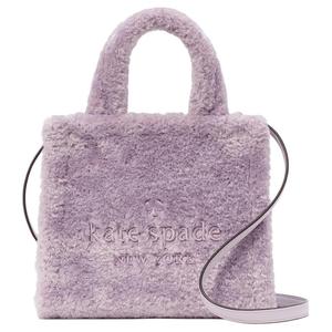 Kate Spade Искусственная меховая сумка шоппер наплечная сумка через плечо дамская сумочка фиолетовая