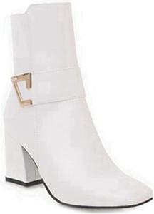 Женские модные ботильоны VOKLIN Челси с острым носком, высокие массивные каблуки, молния, нарядные короткие ботинки, White