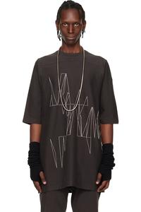 Rick Owens Футболка Moncler + Rick Owens коричневого цвета, большая, с коротким рукавом