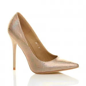 Туфли-лодочки из искусственной кожи на высоком каблуке-шпильке AJVANI, золото