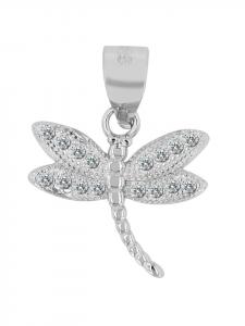 Adeliás Женский кулон в виде стрекозы из серебра 925 пробы с фианитами в серебряной оправе