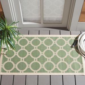 Ковер SAFAVIEH, 61 x 110 см, Courtyard Collection Green/Beige CY6924 для дома и улицы, водонепроницаемый, легко чистится, для патио, заднего двора, прихожей