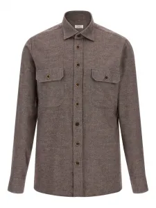 Рубашка с длинными рукавами и застежкой на пуговицы спереди BORRIELLO NAPOLI, коричневый