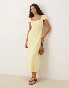 Платье миди ASOS DESIGN цвета пахты с рукавами-крылышками