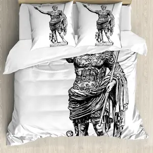 Пододеяльник ABAKUHAUS Retro, Antique King, с защитой от клещей, подходит для аллергиков, с наволочками, 200 см x 200 см - 80 x 80 см, черно-белый Abakuhaus