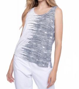 Льняная майка Julia в белом и темно-синем цвете Picadilly, белый/темно-синий