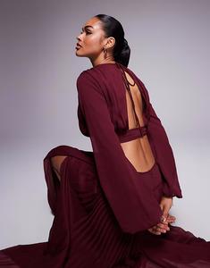 Длинный топ со складками на талии, темно-вишневый Asos Design