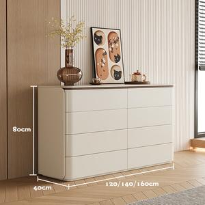 Mikemijia Комод 120 см для спальни и гостиной из массива дерева, 8 ящиков, настенный, цвет warm white