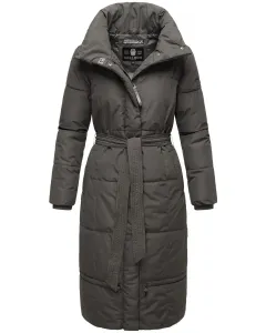 Стеганое пальто Наваху "Миренаа", стильное женское зимнее пальто с поясом Navahoo, антрацит