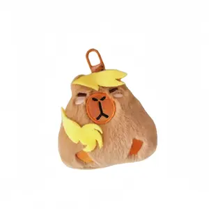 Плюшевый брелок макарон капибара 8 см LALABABY, коричневый