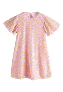 Коктейльное платье/вечернее платье прямого кроя с пайетками Next, Pastel Pink