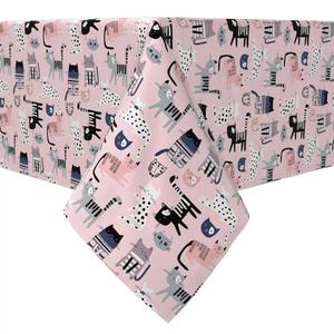 Прямоугольная скатерть, 100% хлопок, 60х120 дюймов, Cartoon Cats Pink