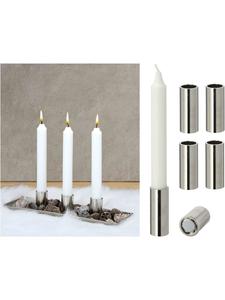 Novaliv Набор из 2 серебряных подсвечников для конусных свечей, 2,5х5 см, рождественское украшение, подсвечник серебряного цвета