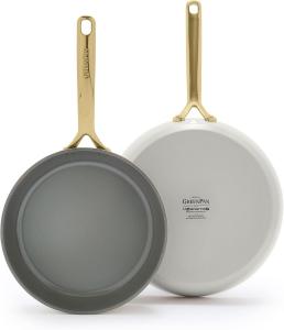 Набор из 2 сковород GreenPan GP5 24 и 28 см с антипригарным покрытием без ПФАС, серо-бежевый