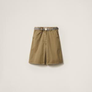 Юбка из окрашенного изделия хлопкового сатина MIU MIU, оливково-зеленый