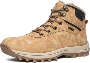 Зимние ботинки для мужчин, походные ботинки, водонепроницаемые, с меховой подкладкой, утепленные, кроссовки, удобная толстая подошва, обувь для пеших прогулок и спорта Qacksv, хаки
