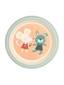 Тарелка "Кролик и мышь" из rPET "4 друга" абрикосового цвета Sigikid