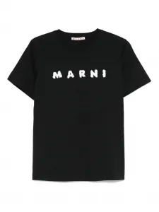 Футболка с пушистым логотипом Marni, черный