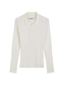 Рубашка-поло в рубчик, тонкая, шелковисто-белая Marc O'Polo DENIM