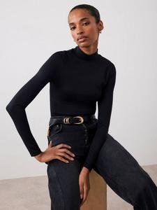 Топ с высоким воротником для многослойности Mint Velvet, Black