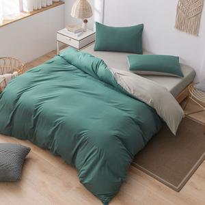 LUOLAI HOME Комплект постельного белья, 3 предмета, ширина кровати 0,8-1,3 м, пододеяльник 150x200 см, цвет шампань серый + зеленый