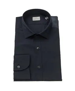 Синяя хлопковая рубашка приталенного кроя Bagutta, синий