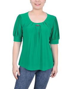 Топ Petite с короткими рукавами и объемными рукавами NY Collection