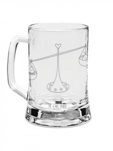 Пивная кружка со знаком зодиака Весы, без слов, прозрачная Mr. & Mrs. Panda