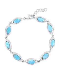 Браслет из стерлингового серебра с ларимаром и огранкой «маркиз» Caribbean Treasures, blue