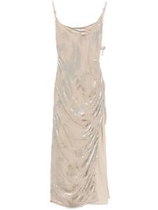 Mugler бархатное платье асимметричного кроя, нейтральный