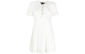 Мини-платье с бантом и плиссировкой Self-portrait, белый