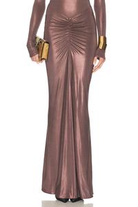 Жаккардовая плиссированная макси-юбка с покрытием Lapointe, Mocha