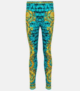 Леггинсы из джерси Regalia Baroque Versace, Glacier Green+Black+Gold